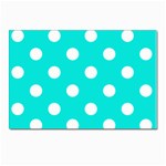 Polka Dots - White on Bright Turquoise Postcard 5  x 7 