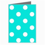 Polka Dots - White on Bright Turquoise Greeting Card