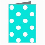 Polka Dots - White on Bright Turquoise Greeting Cards (Pkg of 8)
