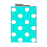 Polka Dots - White on Bright Turquoise Mini Greeting Cards (Pkg of 8)