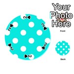 Polka Dots - White on Bright Turquoise Playing Cards 54 (Round)