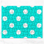 Polka Dots - White on Bright Turquoise Jigsaw Puzzle (Rectangular)