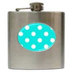 Polka Dots - White on Bright Turquoise Hip Flask (6 oz)