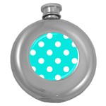 Polka Dots - White on Bright Turquoise Hip Flask (5 oz)