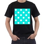 Polka Dots - White on Bright Turquoise Men s T-Shirt (Black)