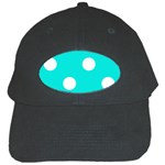 Polka Dots - White on Bright Turquoise Black Cap