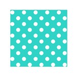 Polka Dots - White on Turquoise Small Satin Scarf  (Square)