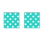Polka Dots - White on Turquoise Cufflinks (Square)
