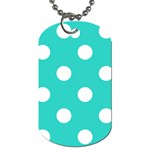 Polka Dots - White on Turquoise Dog Tag (One Side)