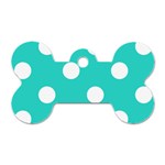Polka Dots - White on Turquoise Dog Tag Bone (One Side)