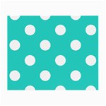 Polka Dots - White on Turquoise Small Glasses Cloth (2 Sides)