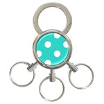 Polka Dots - White on Turquoise 3-Ring Key Chain