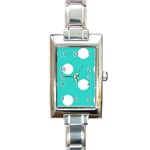 Polka Dots - White on Turquoise Rectangle Italian Charm Watch