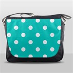 Polka Dots - White on Turquoise Messenger Bag