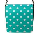 Polka Dots - White on Turquoise Flap Closure Messenger Bag (L)