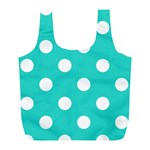 Polka Dots - White on Turquoise Full Print Recycle Bag (L)