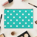 Polka Dots - White on Turquoise Cosmetic Bag (L)
