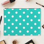 Polka Dots - White on Turquoise Cosmetic Bag (XL)