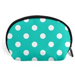Polka Dots - White on Turquoise Accessory Pouch (Large)