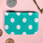 Polka Dots - White on Turquoise Mini Coin Purse