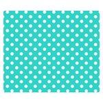 Polka Dots - White on Turquoise Double Sided Flano Blanket (Small)
