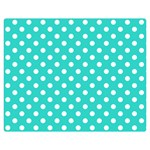 Polka Dots - White on Turquoise Double Sided Flano Blanket (Medium)