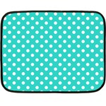 Polka Dots - White on Turquoise Double Sided Fleece Blanket (Mini)