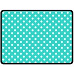 Polka Dots - White on Turquoise Fleece Blanket (Large) (One Side)