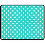 Polka Dots - White on Turquoise Fleece Blanket (Medium) (One Side)