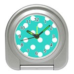 Polka Dots - White on Turquoise Desk Alarm Clock