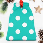 Polka Dots - White on Turquoise Bell Ornament (Two Sides)