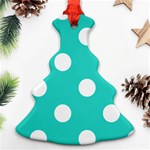 Polka Dots - White on Turquoise Ornament (Christmas Tree)