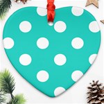 Polka Dots - White on Turquoise Ornament (Heart)