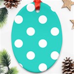Polka Dots - White on Turquoise Oval Ornament (Two Sides)