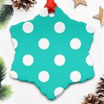 Polka Dots - White on Turquoise Ornament (Snowflake)