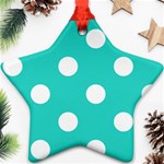 Polka Dots - White on Turquoise Star Ornament (Two Sides)