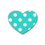 Polka Dots - White on Turquoise Heart Coaster (4 pack)
