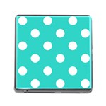 Polka Dots - White on Turquoise Memory Card Reader (Square)