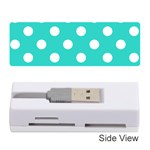 Polka Dots - White on Turquoise Memory Card Reader (Stick)