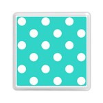 Polka Dots - White on Turquoise Memory Card Reader with Storage (Square)