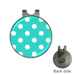 Polka Dots - White on Turquoise Golf Ball Marker Hat Clip