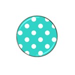Polka Dots - White on Turquoise Hat Clip Ball Marker (10 pack)
