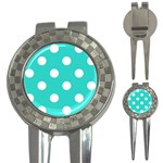 Polka Dots - White on Turquoise 3-in-1 Golf Divot