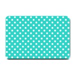 Polka Dots - White on Turquoise Small Doormat