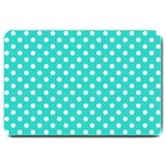 Polka Dots - White on Turquoise Large Doormat