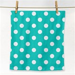 Polka Dots - White on Turquoise Face Towel