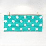 Polka Dots - White on Turquoise Hand Towel