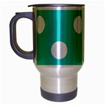 Polka Dots - White on Turquoise Travel Mug (Silver Gray)