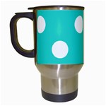 Polka Dots - White on Turquoise Travel Mug (White)