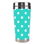 Polka Dots - White on Turquoise Stainless Steel Travel Tumbler